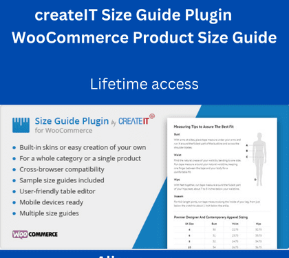 WooCommerce product size guide