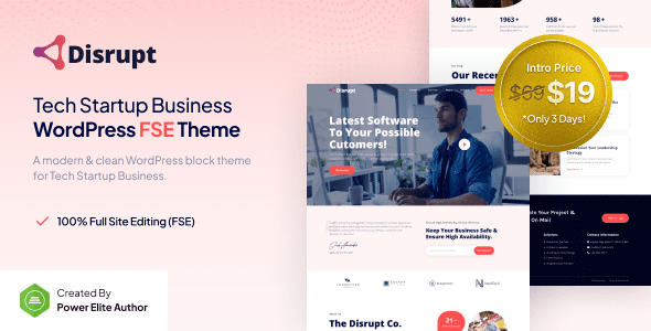 Disrupt – Tech Startup Business FSE WordPress Theme