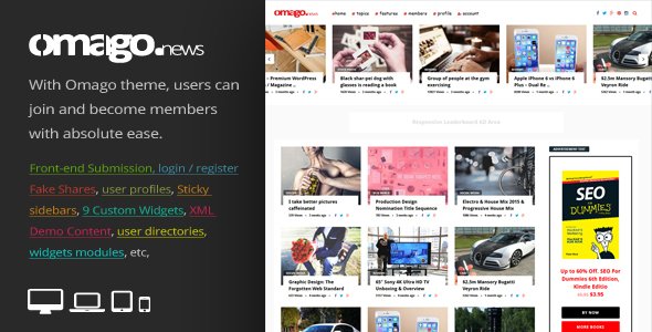 Omago News - User Profile Membership & Content Sharing Theme